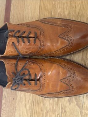Cole Haan Classic Men's Leather Wingtip Oxfords in Cognac Size 10 Mens